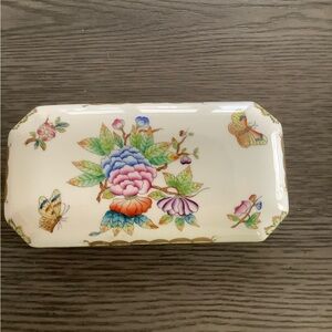 Herend Floral and Butterfly Porcelain Tray RARE Queen Victoria.